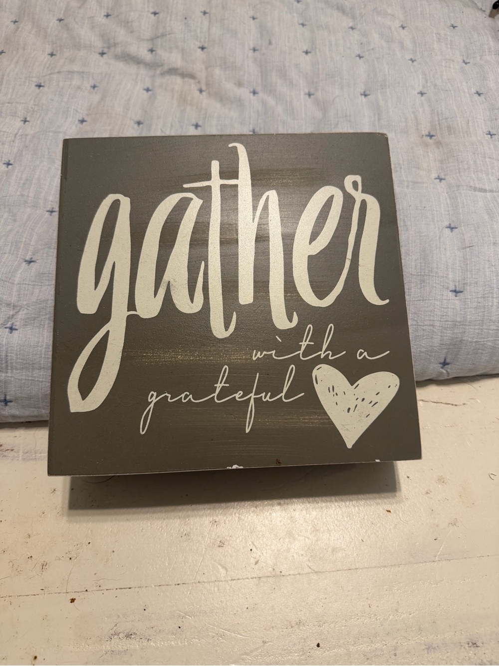 Gather Wall Sign - Gray with White Lettering